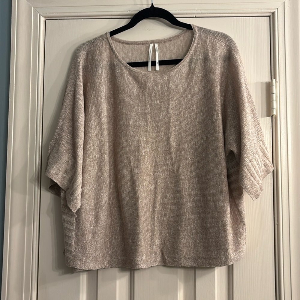 Anthropologie Shimmer Oversized Sweater Linen Blend